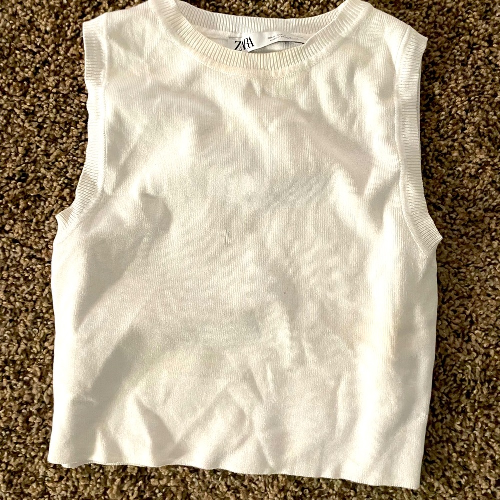 Zara white crop top